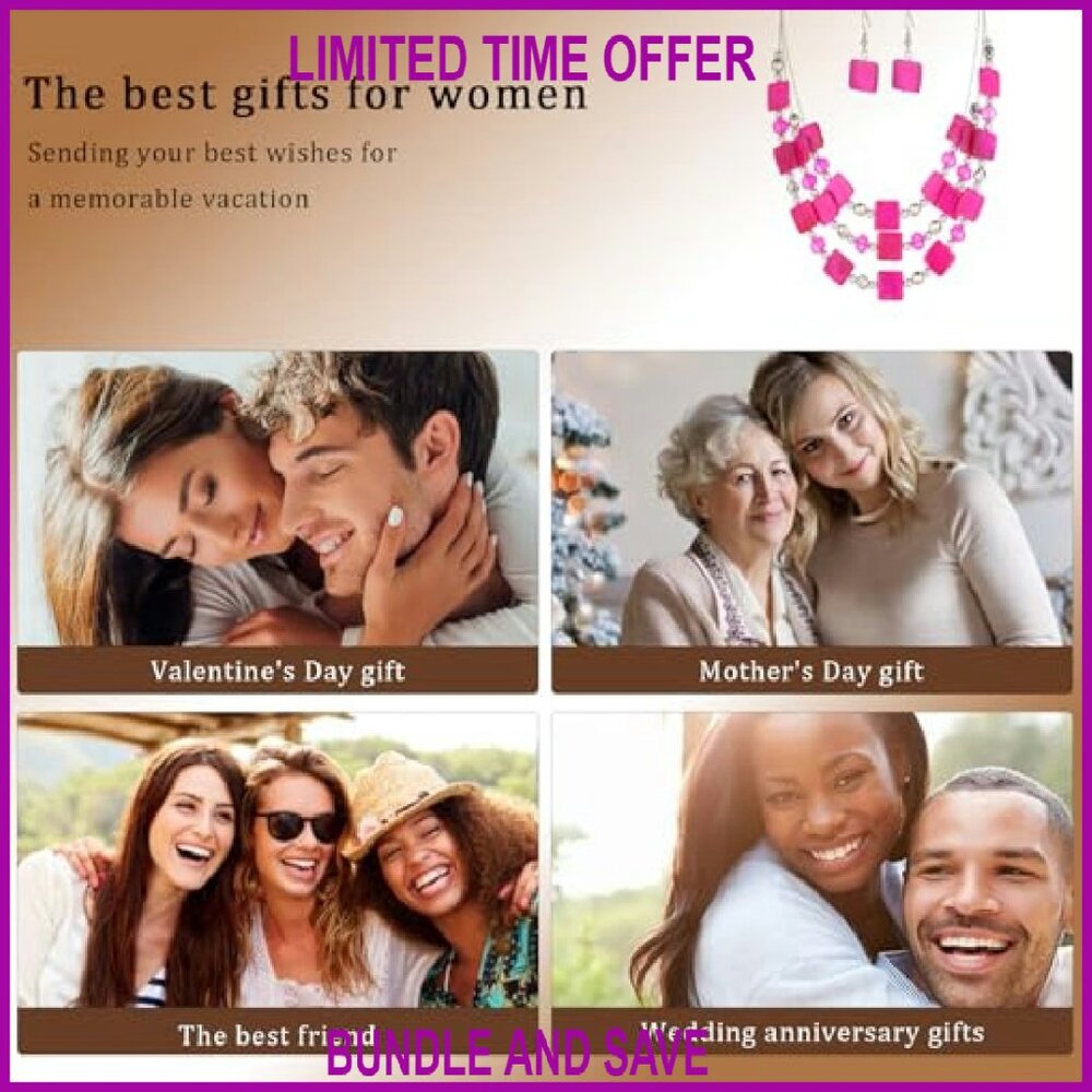 Shell Bead Statement Necklace Earring Set Triple … - image 7